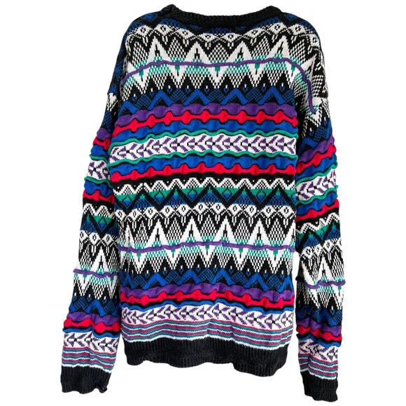 Vintage Etchings Textured 3D Knit Crewneck Sweater Size Extra Large Cosby Chunky - Picture 3 of 6